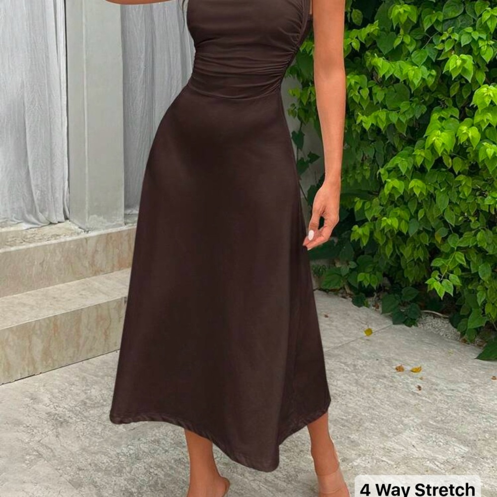 SHEIN Chocolate Brown Midi Dress